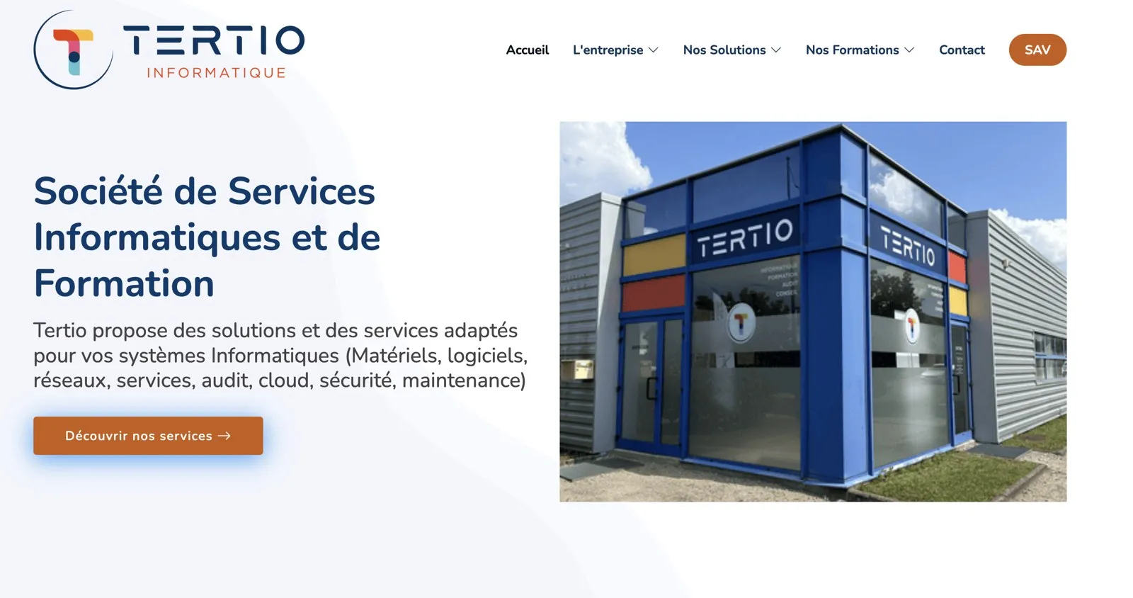 Page d’accueil du site Tertio Informatique